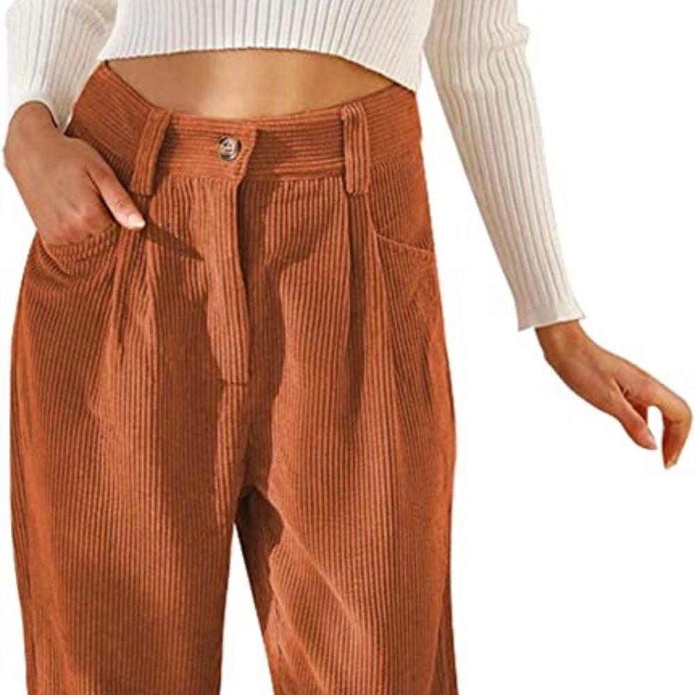 Women High Waisted Corduroy Pants